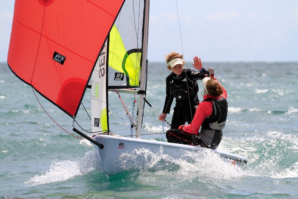 Champions crossing the finish line - Sekonda RS Feva Nationals 2011 © Richard Gibbons